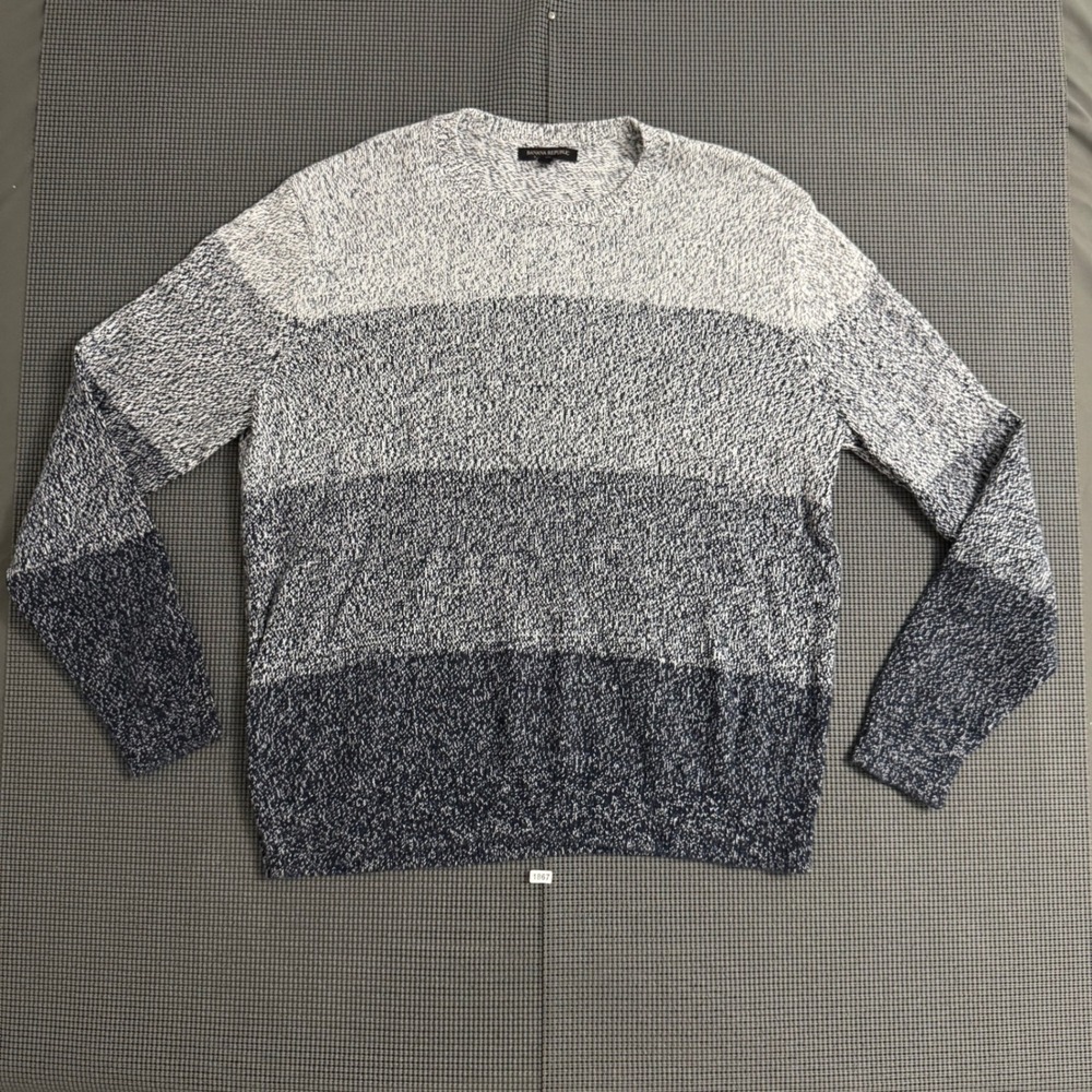 Banana Republic Mens Large Blue Grey Ombre Marled Knit Crewneck Sweater